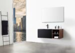 48" Walnut Wall Mount Single Sink Bathroom Vanity with Matte White Solid surface Countertop - Image 7