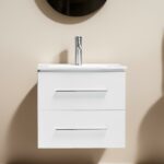 24" White Wall Mount Bathroom Vanity with White Ceramic Countertop Jacob