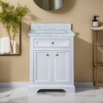 24" White Freestanding Bathroom Vanity with Carrera Marble Countertop Milan