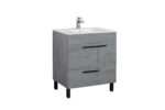 36" Cement Freestanding Single Sink Bathroom Vanity w/ White Ceramic Countertop Odessa – Image 3