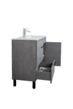 36" Cement Freestanding Single Sink Bathroom Vanity w/ White Ceramic Countertop Odessa – Image 4