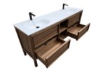 72" Natural Walnut Freestanding Double Sink Bathroom Vanity with White Solid Surface Countertop Vista - Image 4