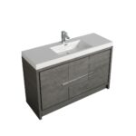 60" Cement Freestanding Single Sink Bathroom Vanity with White Polymarble Countertop – Image 2