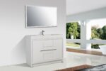 48" Glossy White Freestanding Single Sink Bathroom Vanity with White Polymarble Countertop - Image 6