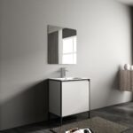 30" White & Black Frame Freestanding Single Sink Bathroom Vanity with White Ceramic Countertop - Image 3
