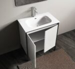 30" White & Black Frame Freestanding Single Sink Bathroom Vanity with White Ceramic Countertop - Image 4