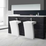 23" White Freestanding Pedestal Basin in Polymarble 7 Shape Collection