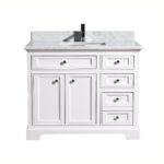 42" White Freestanding Bathroom Vanity with Calcutta Quartz Countertop – Image 3