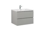 28" Grey Wall Mount Single Sink Bathroom Vanity with White Polymarble Countertop - Image 2