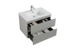 28" Grey Wall Mount Single Sink Bathroom Vanity with White Polymarble Countertop - Image 4