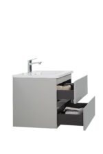 28" Grey Wall Mount Single Sink Bathroom Vanity with White Polymarble Countertop - Image 5