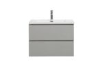 28" Grey Wall Mount Single Sink Bathroom Vanity with White Polymarble Countertop - Image 3