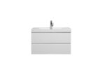 36" Glossy White Wall Mount Bathroom Vanity with White Polymarble Countertop – Image 7