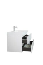 42" Glossy White Wall Mount Bathroom Vanity with White Polymarble Countertop - Image 7