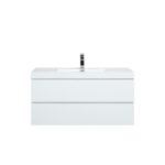 42" Glossy White Wall Mount Bathroom Vanity with White Polymarble Countertop - Image 2