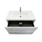 36" White Wall Mount Vanity with White Polymarble Countertop – Image 4