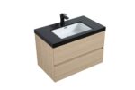32" Wheat Wall Mount Single Sink Bathroom Vanity with Black Polymarble Countertop – Image 5