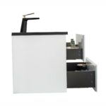 24" White Wall Mount Bathroom Vanity with Black Engineered Quartz Countertop - Image 3