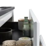 24" White Wall Mount Bathroom Vanity with Black Engineered Quartz Countertop - Image 6