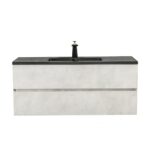 48" Grey Wall Mount Single Sink Bathroom Vanity with Black Engineered Quartz Countertop - Image 2