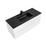 48" White Wall Mount Single Sink Bathroom Vanity with Black Engineered Quartz Countertop - Image 2