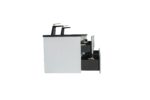 60" White Wall Mount Double Sink Bathroom Vanity with Black Engineered Quartz Countertop - Image 3