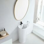 16" White Freestanding Pedestal Basin in Ceramic Sedani Collection