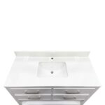 48" White Freestanding Single Sink Bathroom Vanity with White Glass Countertop Fiory – Image 5