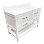 48" White Freestanding Single Sink Bathroom Vanity with White Glass Countertop Fiory – Image 4