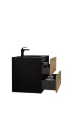 30" Black & Rough Oak Wall Mount Vanity with Black Engineered Quartz Countertop - Image 4
