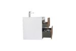 36" Walnut Wall Mount Vanity with White Polymarble Countertop - Image 5
