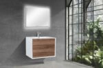30" Walnut Wall Mount Vanity with White Polymarble Countertop - Image 7