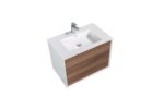 30" Walnut Wall Mount Vanity with White Polymarble Countertop - Image 3