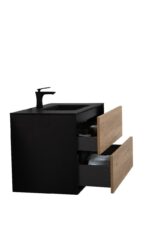 36" Black & Rough Oak Wall Mount Single Sink Bathroom Vanity with Black Engineered Quartz Countertop Fleur – Image 4