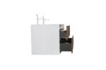 48" Walnut Wall Mount Double Sink Bathroom Vanity with White Polymarble Countertop Fleur - Image 5