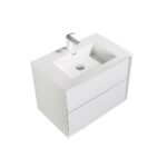 30" White Wall Mount Vanity with White Polymarble Countertop – Image 3