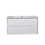 36" White Wall Mount Vanity with White Polymarble Countertop – Image 2