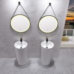 16" White Freestanding Pedestal Basin in Ceramic Sedani Collection – Image 2