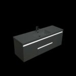 48" Glossy White Wall Mount Light-Up Bathroom Vanity with White Polymarble Countertop – Image 5