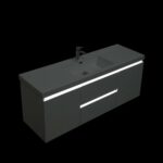 60" Glossy White Wall Mount Light-Up Bathroom Vanity with White Polymarble Countertop – Image 6