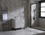 36" Cement Freestanding Bathroom Vanity with White Ceramic Countertop Odessa – Image 6