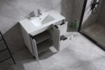 36" Cement Freestanding Bathroom Vanity with White Ceramic Countertop Odessa – Image 4