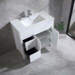 36" Glossy White Freestanding Bathroom Vanity with White Ceramic Countertop - Image 4