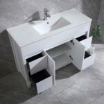 48" Matte White Freestanding Single Sink Bathroom Vanity with White Ceramic Countertop - Image 5