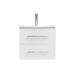 24" White Wall Mount Bathroom Vanity with White Ceramic Countertop Jacob – Image 2