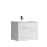30" White Wall Mount Bathroom Vanity with White Ceramic Countertop – Image 3