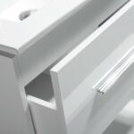 30" White Wall Mount Bathroom Vanity with White Ceramic Countertop – Image 5