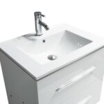 30" White Wall Mount Bathroom Vanity with White Ceramic Countertop – Image 4