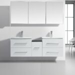 72" White Wall Mount Double Sink Bathroom Vanity with White Ceramic Countertop Jacob