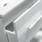 72" White Wall Mount Double Sink Bathroom Vanity with White Ceramic Countertop Jacob – Image 4